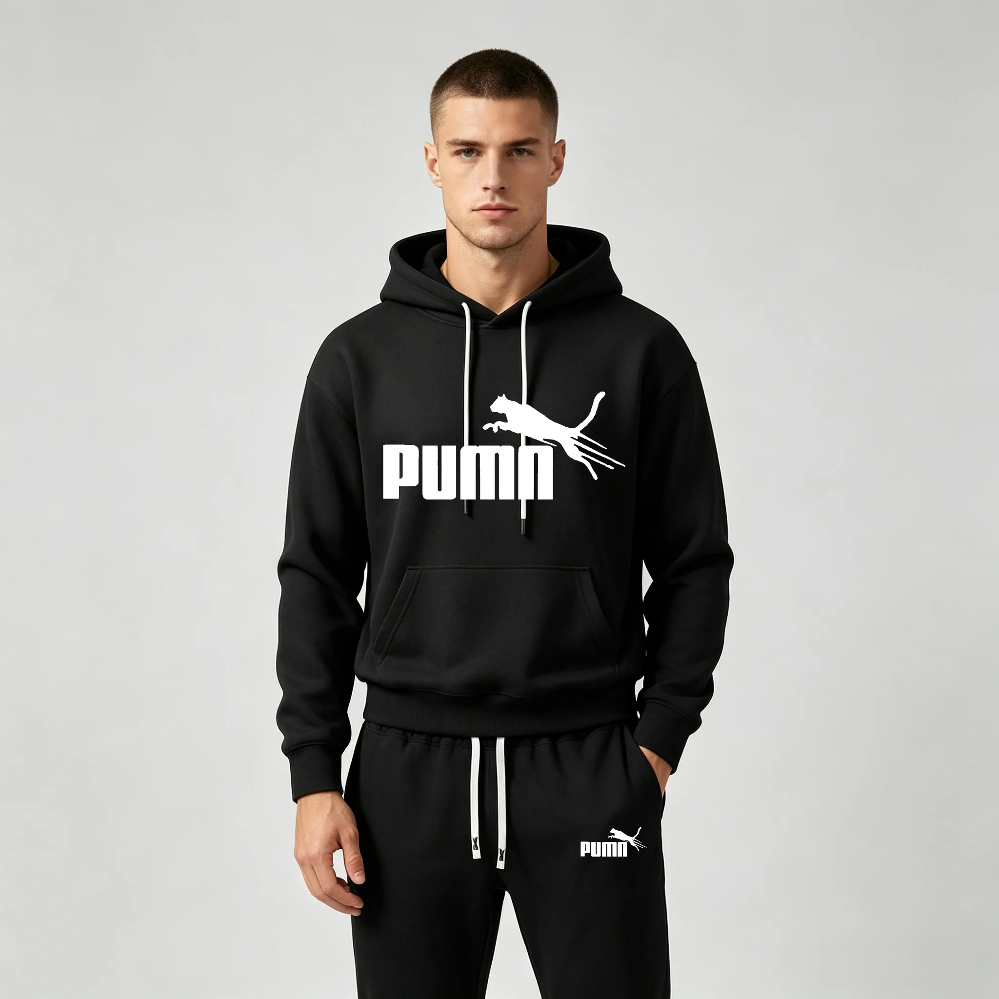 Joggers Pants - Men's Pieces Tracksuit Letter Print Hoodie+Jogger