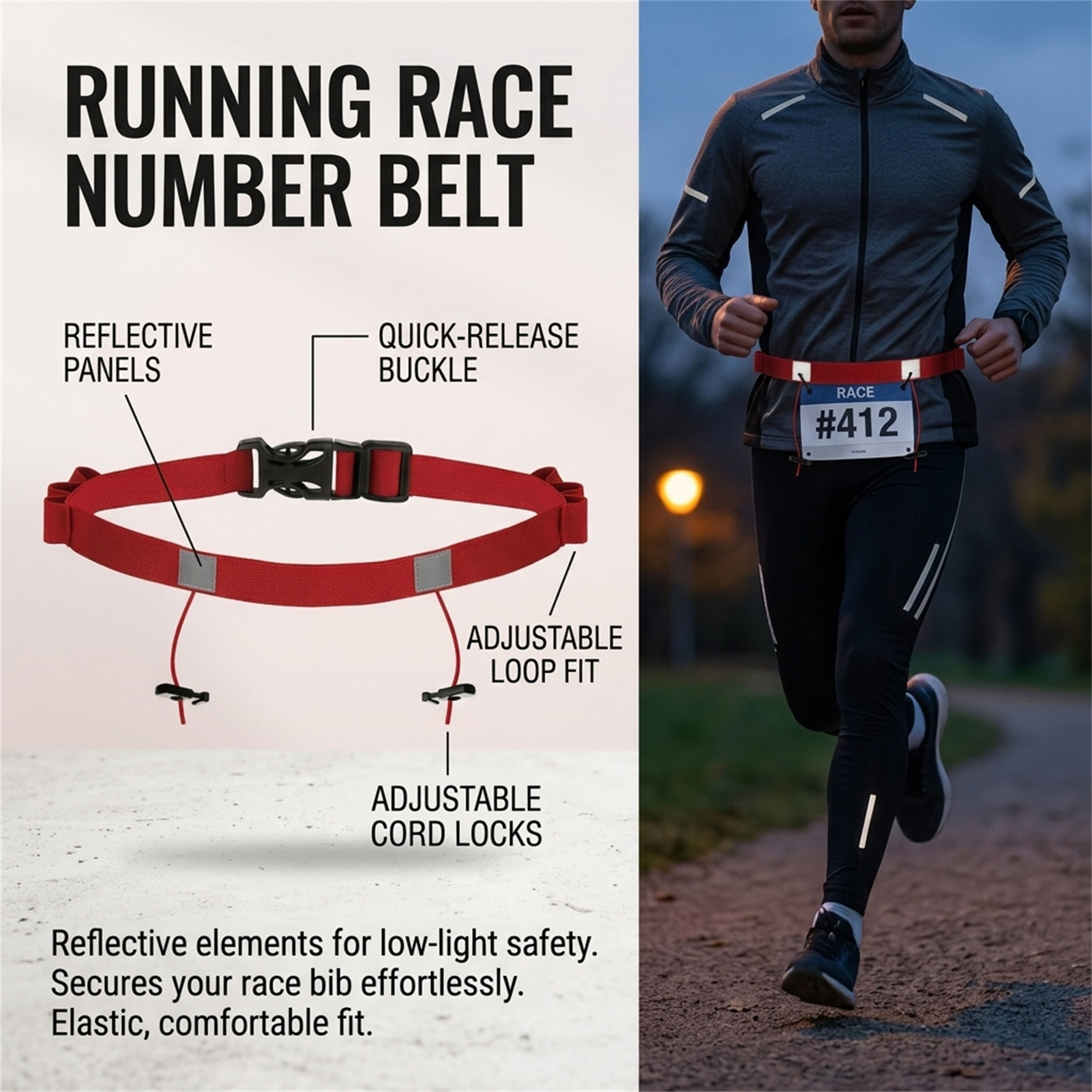 Reflective Race Bib Belt for T - Race Bib recension och pris
